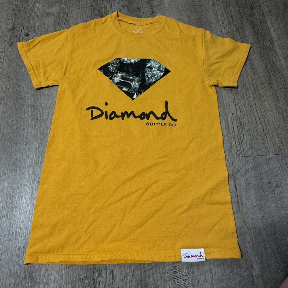 Diamond Supply Co T Shirt Mens S Mustard Yellow Diamond Logo Graphic Skate Tee